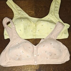 Floral Embroidered Bra Set - Cream and Tan